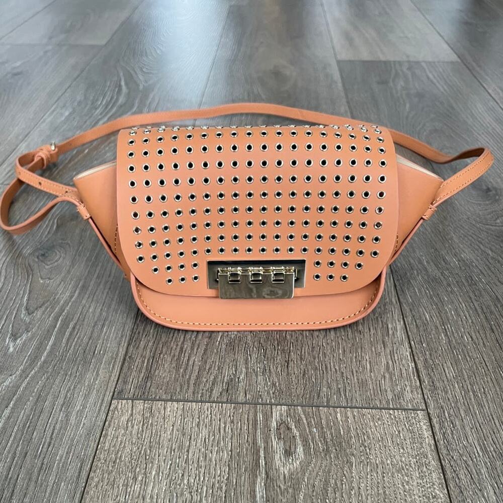 ZAC POSEN Tan Leather Mini Crossbody W/ Grommets